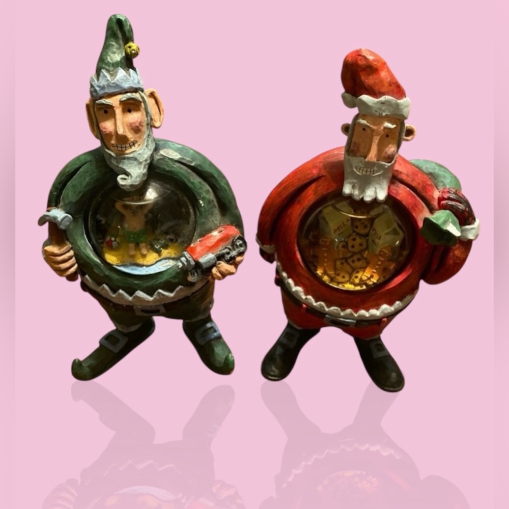 Festive Santa and Elf Holiday Figurines